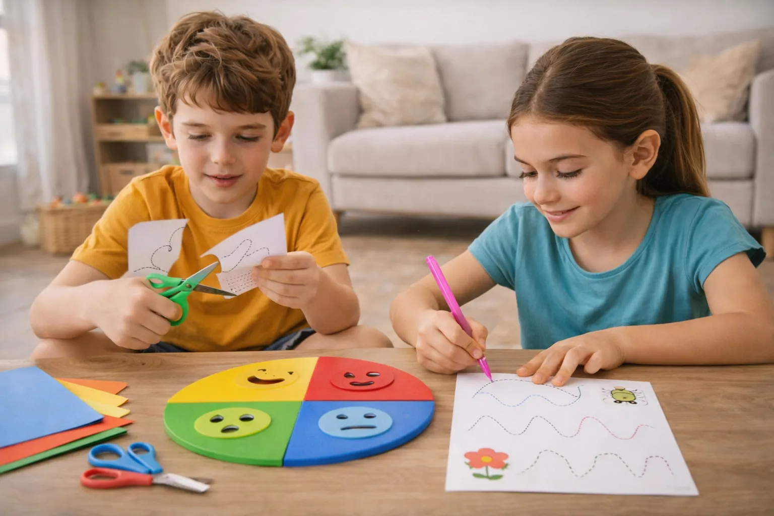A Fun Way to Develop Fine Motor Skills in Children: Scissor Cutting and Tracing Activities