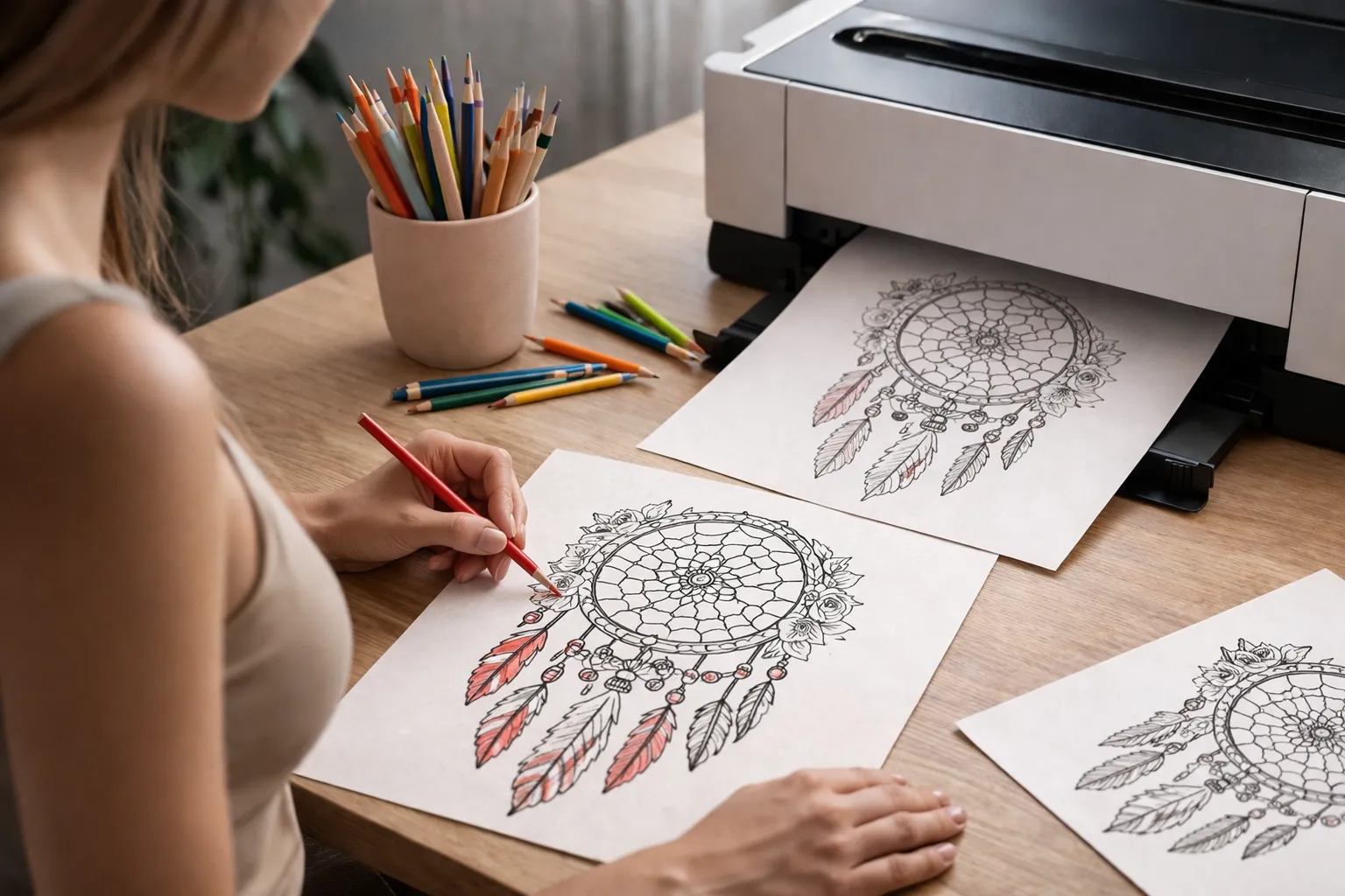 Dreamcatcher Mandala Coloring Pages