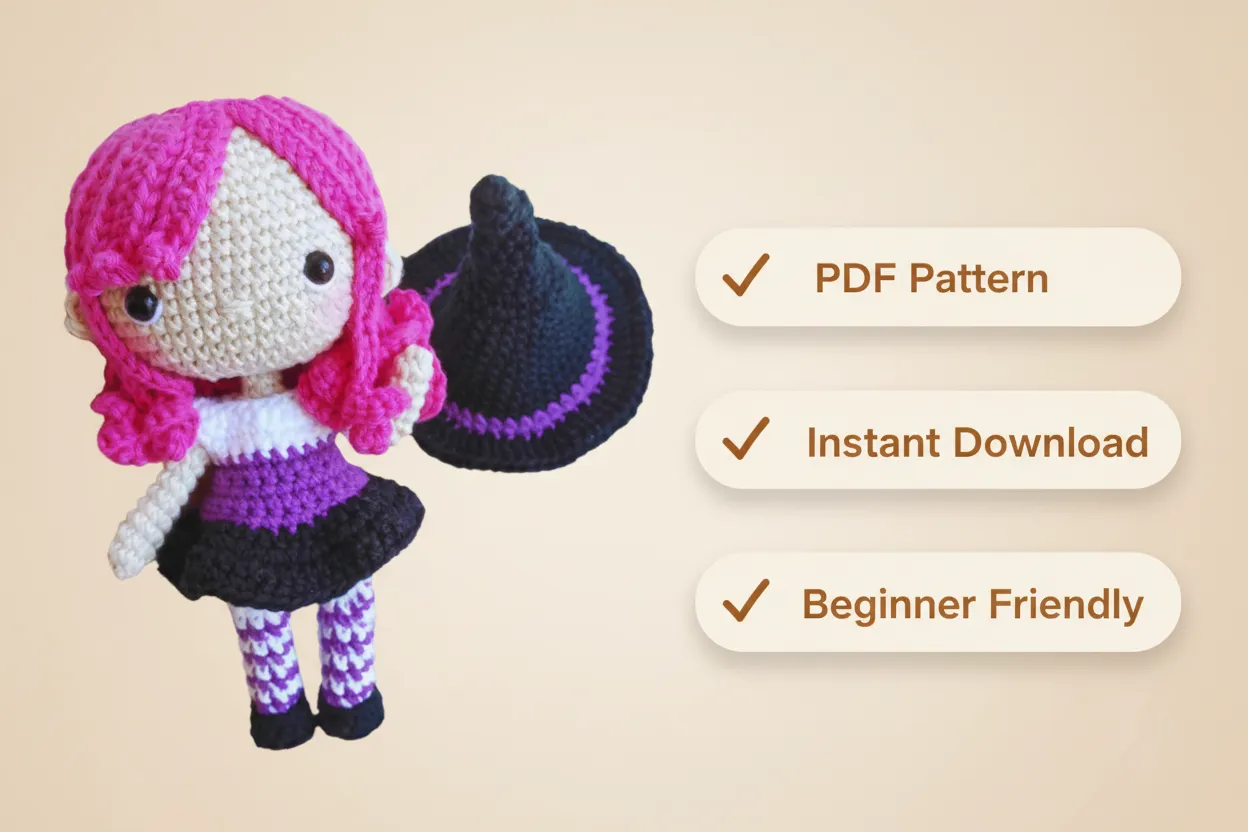 Cute Witch Doll Amigurumi Crochet Pattern